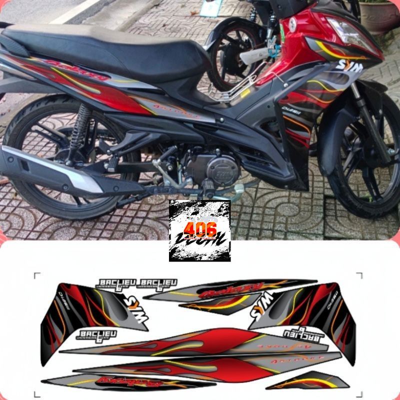 Tem SYM GALAXY 50cc - Mẫu tem lửa. Chất liệu PPF Cao Cấp : 3 Lớp, Chống Nước, Chống Phai Màu.