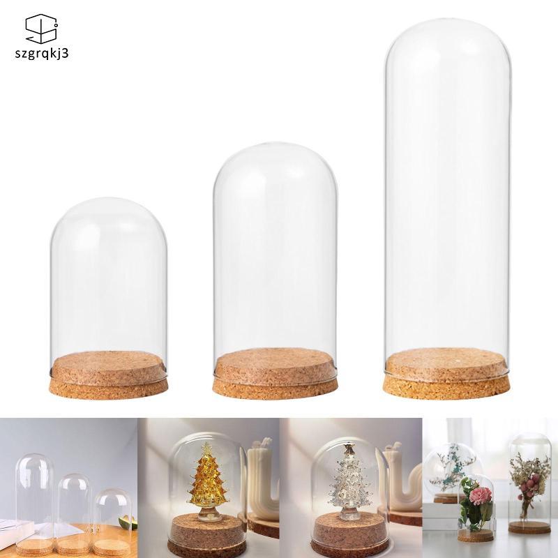 Màn hình kính Cloche Dome Cloche Jar có đế gỗ Bệ kính DIY Glass Cloche Bell Jar Display Dome để tran
