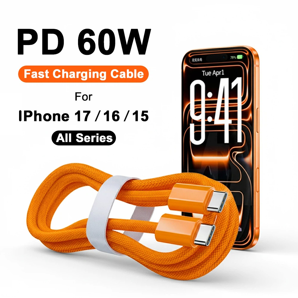 Cho lPhone17 Pro Max Cáp Sạc Nhanh 60W PD USB Loại C Đến C Dây Sạc Nhanh Cho lPhone Air 16e 15 lPad 
