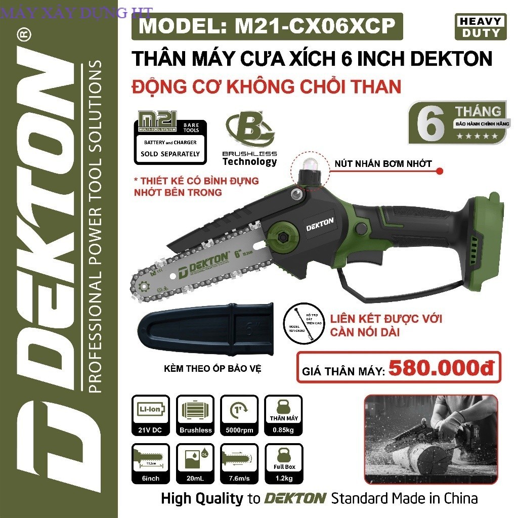 Máy Cưa Xích Mini 6 inch Dekton M21-CX06CP - Motor Brushless -  6 Inch MÁY XÂY DỰNG HT