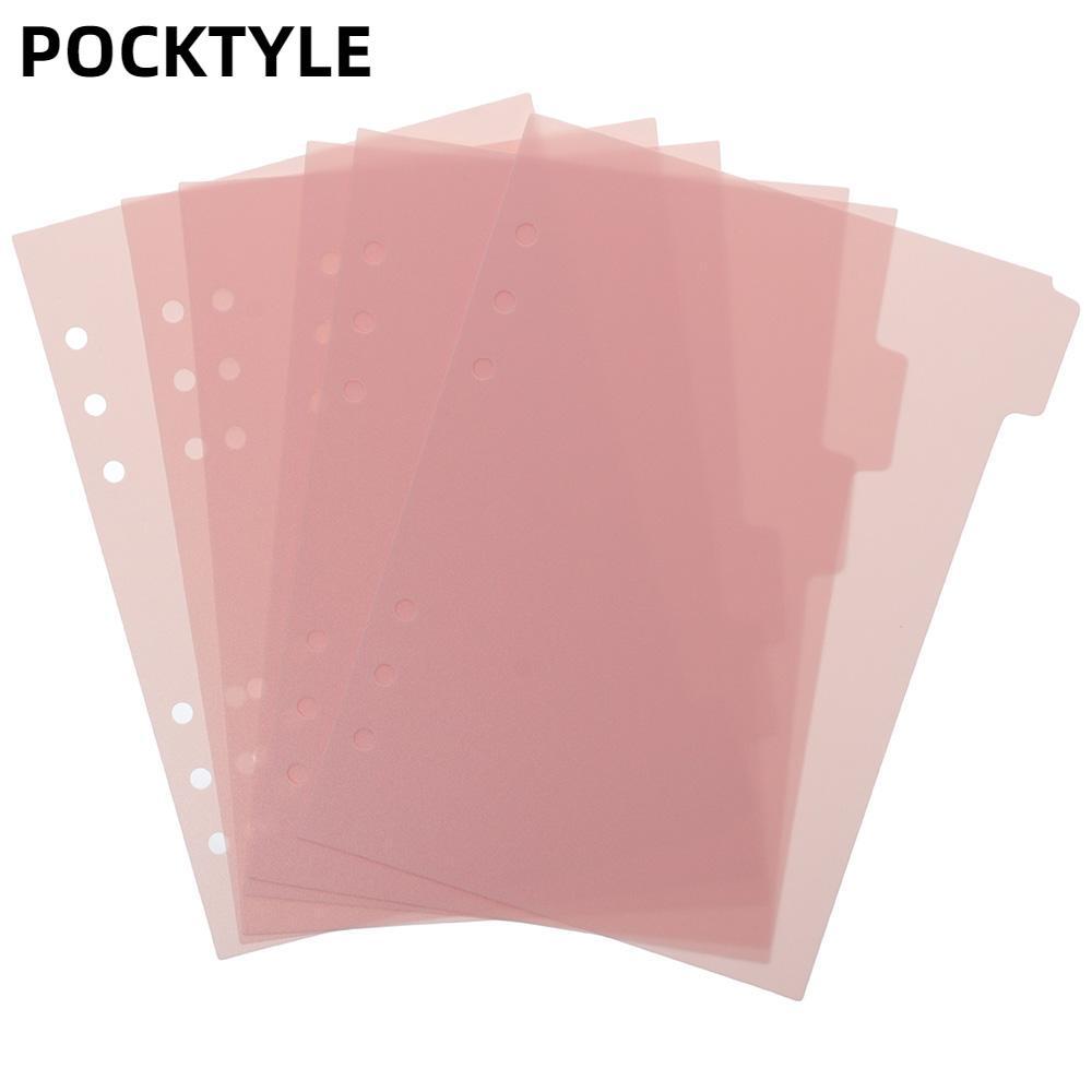 POCKTYLE 6 CÁI Binder Divider, 6 Ring A5 Index Page Tabs, Planner Pink Plastic 6 CÁI Binder Index Di