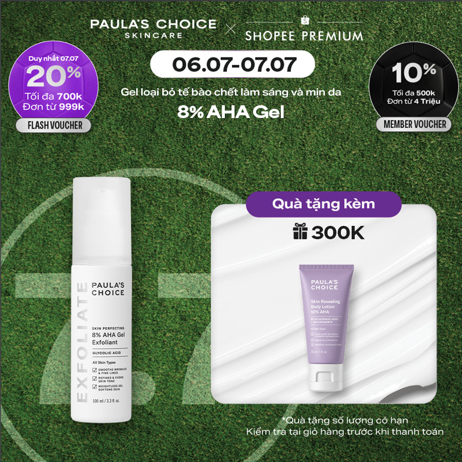 Gel loại bỏ tế bào chết làm sáng và mịn da Paula's Choice Skin Perfecting 8% AHA Gel Exfoliant 100ml 1900