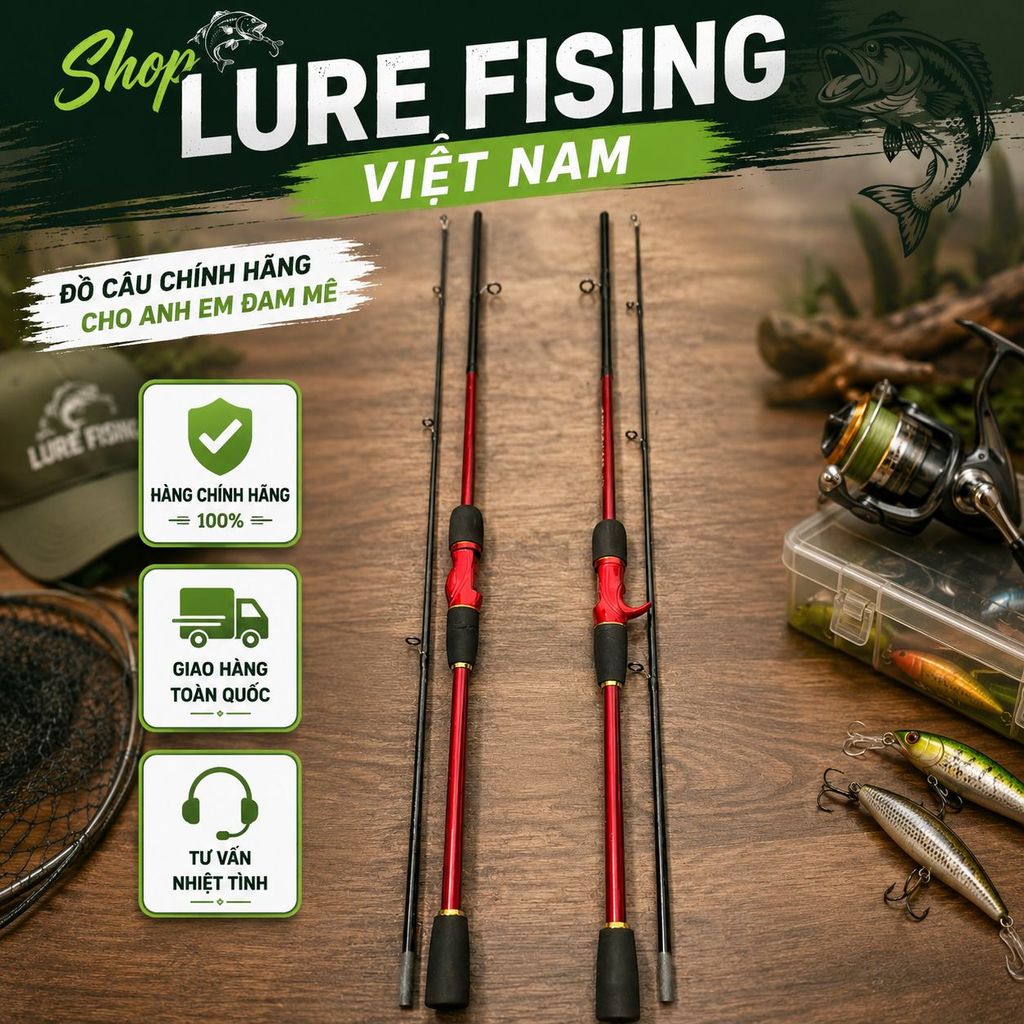 Cần Lure Viking Hỏa Thần Cứng M Giá Rẻ – Cần Câu Cá Lóc Chẽm, Ném Xa, Tải Khỏe