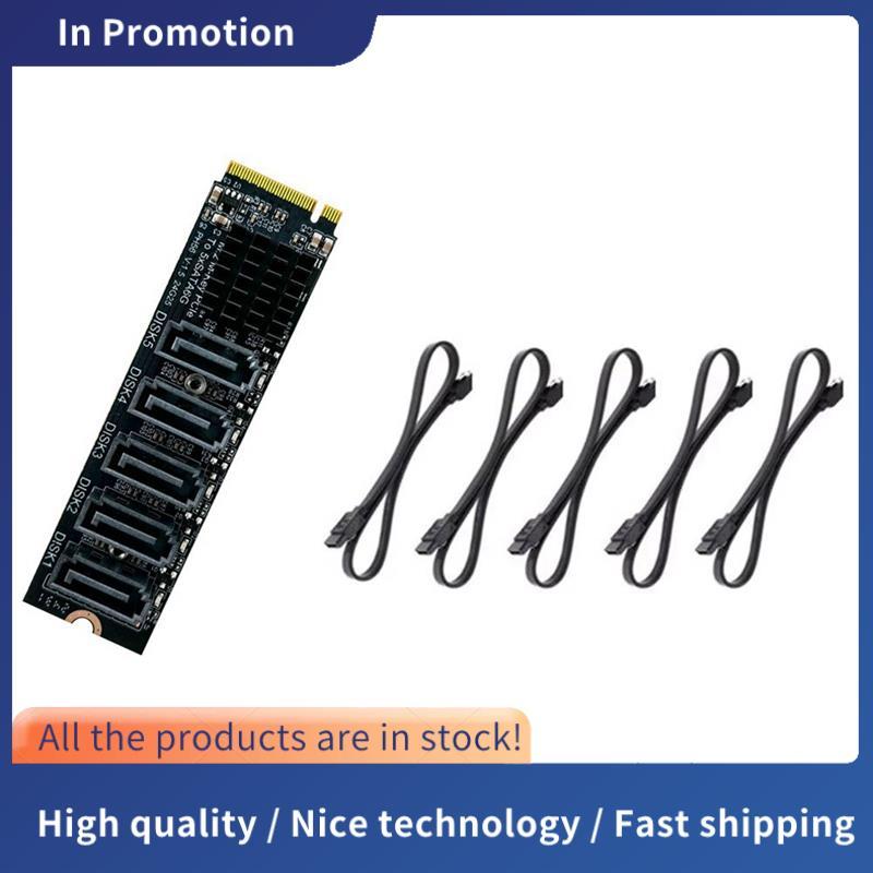 Thẻ chuyển đổi M.2 PCI-E M-Key sang 5 cổng SATA 3.0 6Gbps Thẻ mở rộng máy tính PC tốc độ cao JMB585 