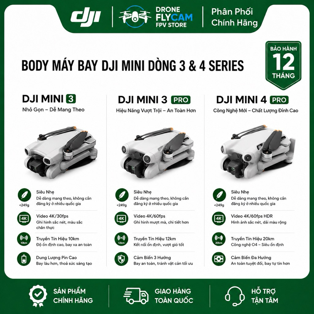 Body flycam DJI MINI 3 | MINI 3 pro | MINI 4 pro - hàng tách - chuẩn hãng