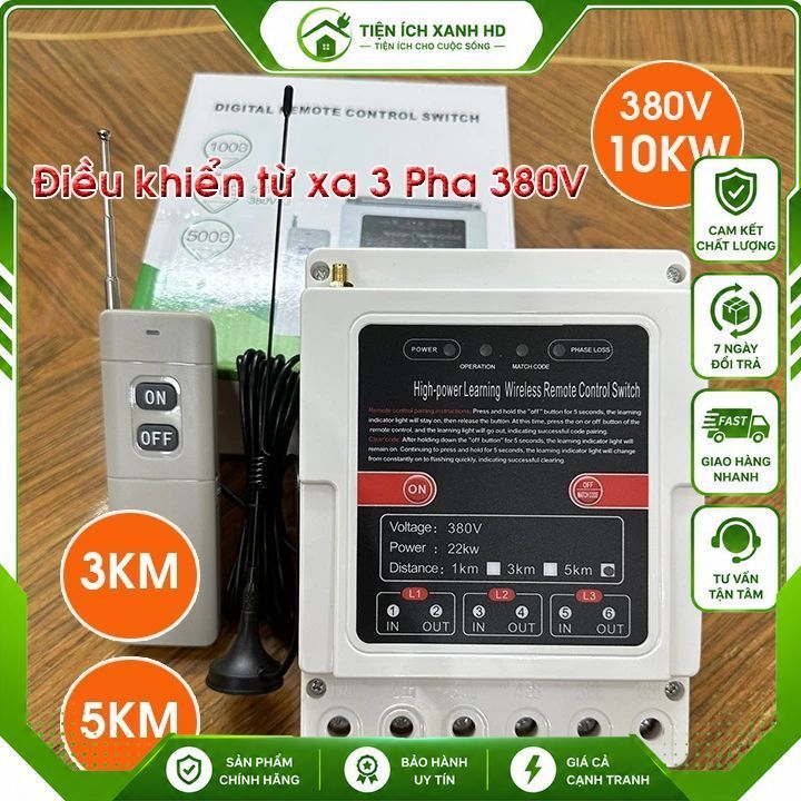 BỘ CÔNG TẮC ĐIỀU KHIÊN TỪ XA 3KM, 5KM 380v 10KW, điều khiển máy bơm nước từ xa 3000m, 5000m