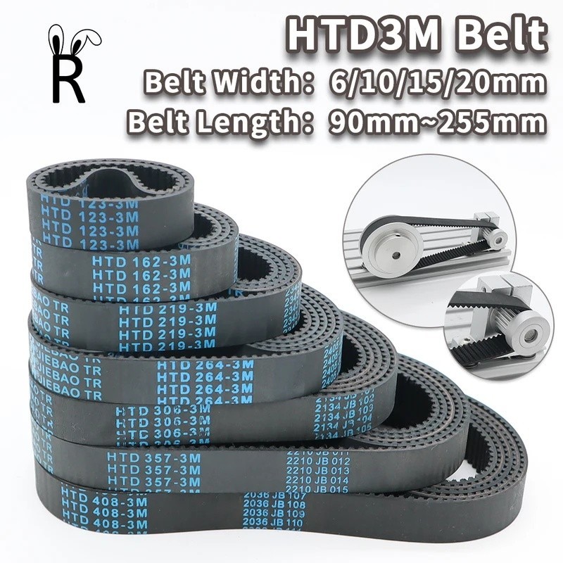 Đai định giờ HTD3M Chiều dài 90mm đến 255mm Chiều rộng đai 3M 6mm 10mm Đai đồng bộ 3M Đóng