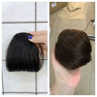 Compo tóc mái ngố thật và búi phồng hình thật