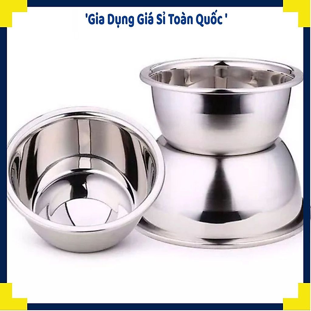 (COMBO 5) THAU INOX CAO CẤP ĐỦ SIZE BÓNG ĐẸP, Thau Inox Đa Năng, Chậu Inox Rửa Rau, Thau Trộn Bột, T