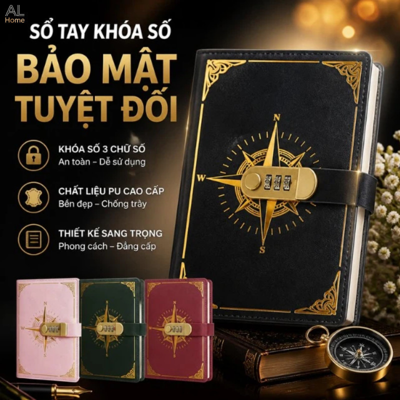 Sổ tay mật khẩu A5 khóa số da PU, Giấy chất lượng cao,dày,dày 400 trang, quà sinh nhật trẻ