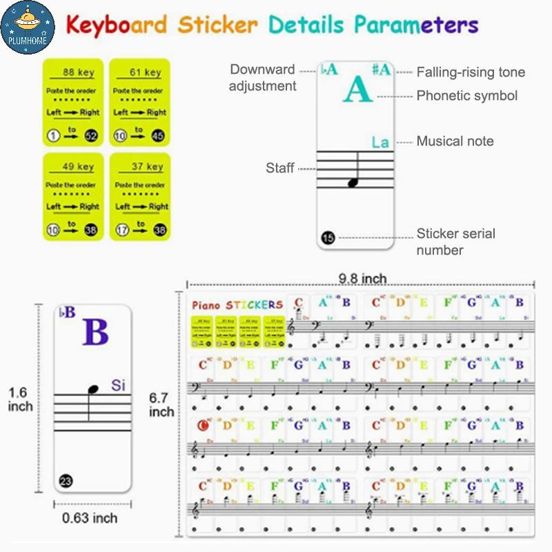 PLUMHOME 54 / 61 / 88 Phím Đàn Piano Trong Suốt Bàn Phím Đàn Piano PVC Stier Piano Stave.