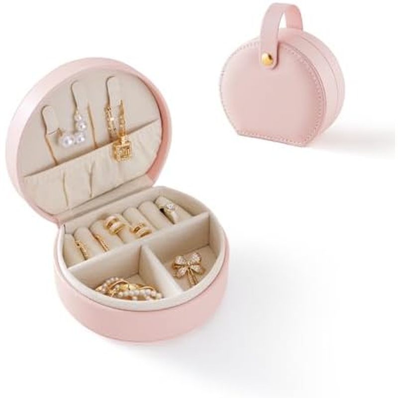 CASEGRACE Small Travel Jewelry Case, Portable Jewelry Organizer Box for Necklace Rings Earrings, Tra