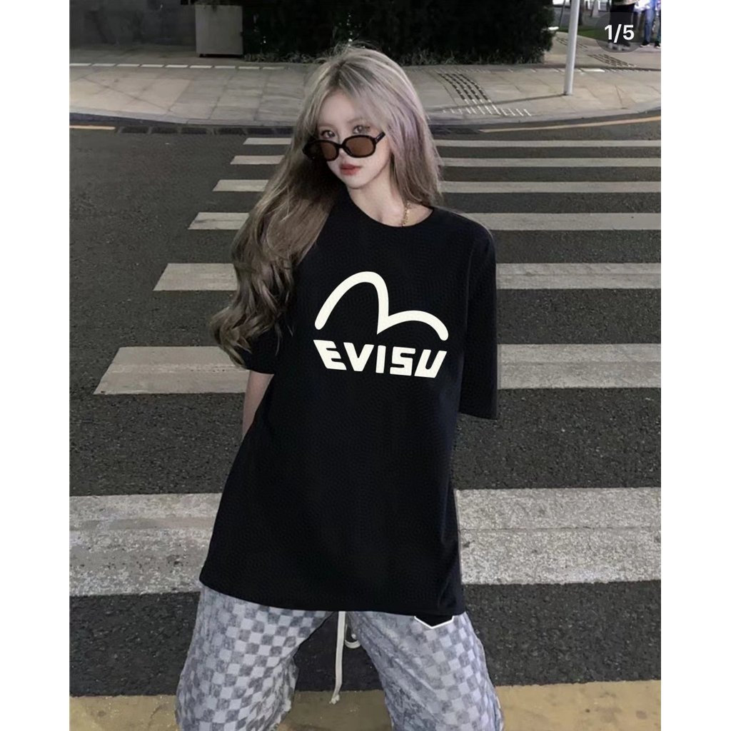 Evisu / Thần Tài / 6XL2026 Đầu Xuân Phong Cách Mới Áo Thun Tay Ngắn Nam Nữ Cặp Đôi Kích Thước Lớn Th