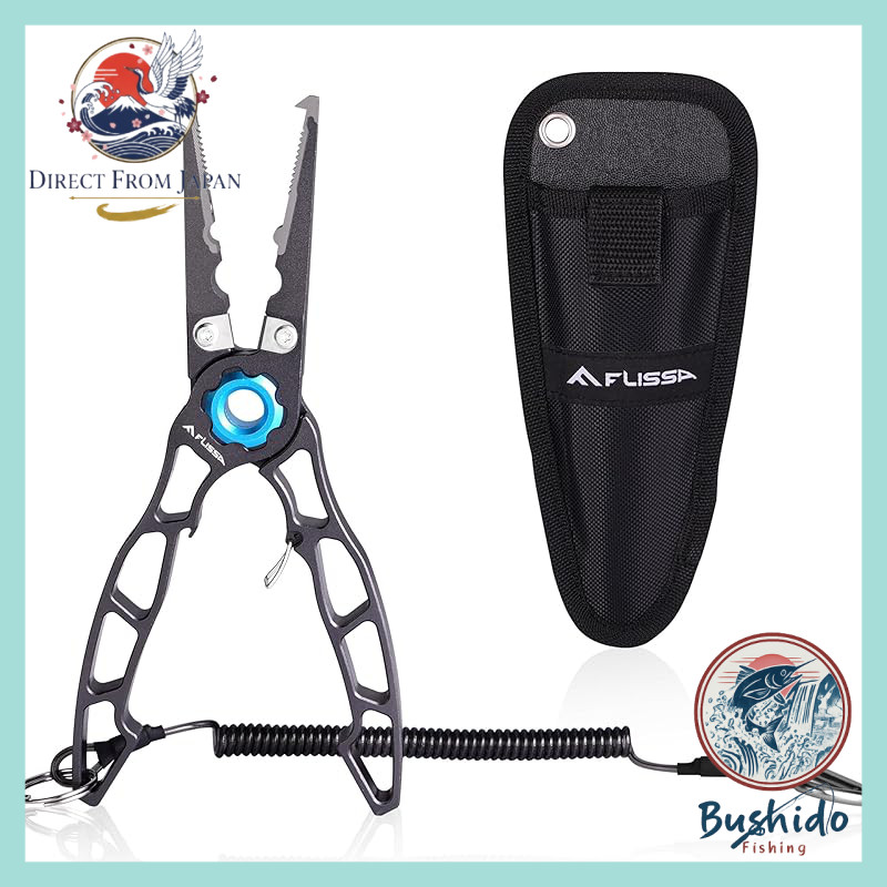 FLISSA Fishing Pliers, Tungsten Blade, Titanium Pliers, Aluminum Handle, PE Line Compatible, Wire Cu