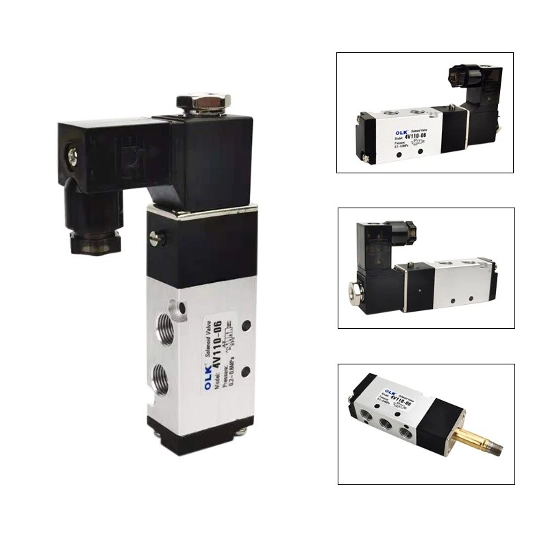 4V110-06 5 Chiều 2 Vị trí 1 / 8 "Van điện từ điều khiển bằng khí nén DC 24V DC 12V AC 110V AC220V vớ