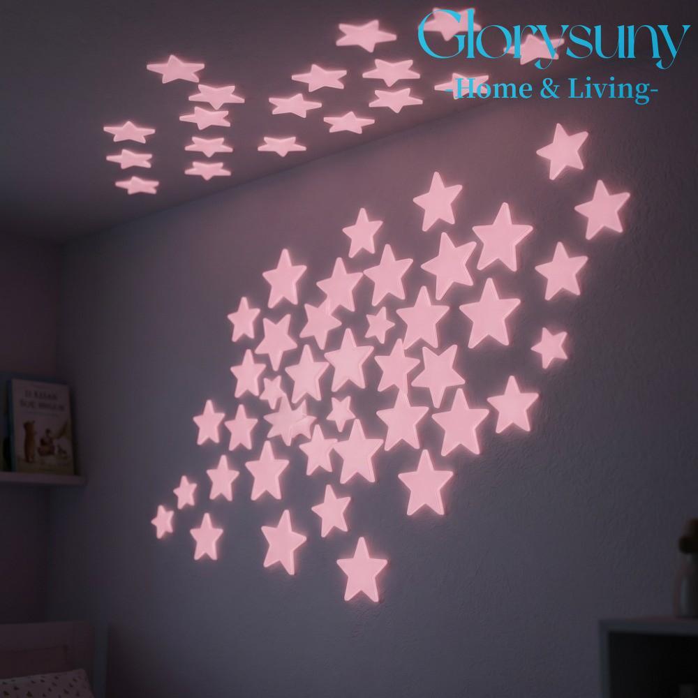 GLORYSUNY 100 Decal Dán Tường Ngôi Sao, 1.18 Màu Hồng, Phối Màu Sắc Dạ Quang Ngôi Sao Dán, Trang Trí