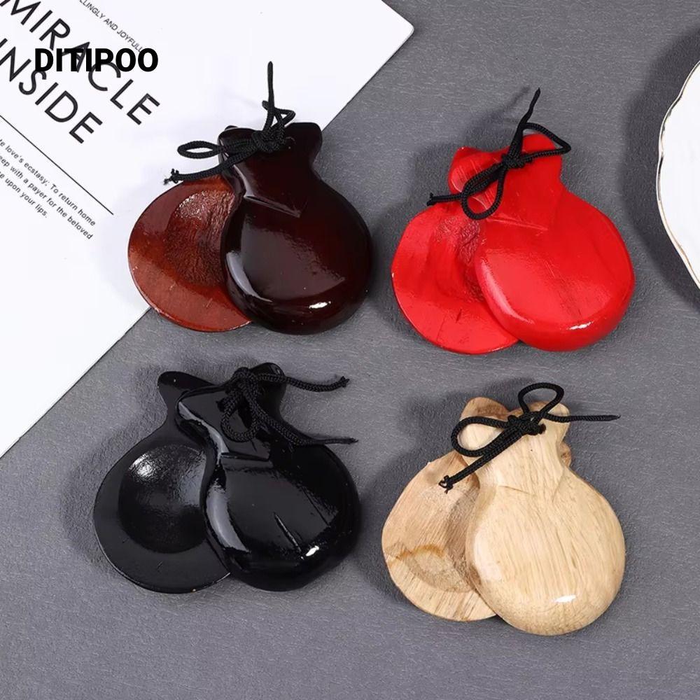 DITIPOO Gỗ Castanets, Thiết Kế Truyền Thống Với Dây Gỗ Clapper, Bộ gõ Orff Cổ điển Phong cách Flamen