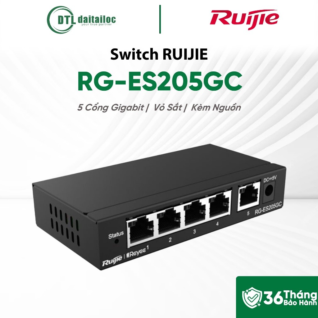 Switch RUIJIE RG-ES205GC 5P Vỏ Sắt | Chính hãng | Bảo hành 36 tháng