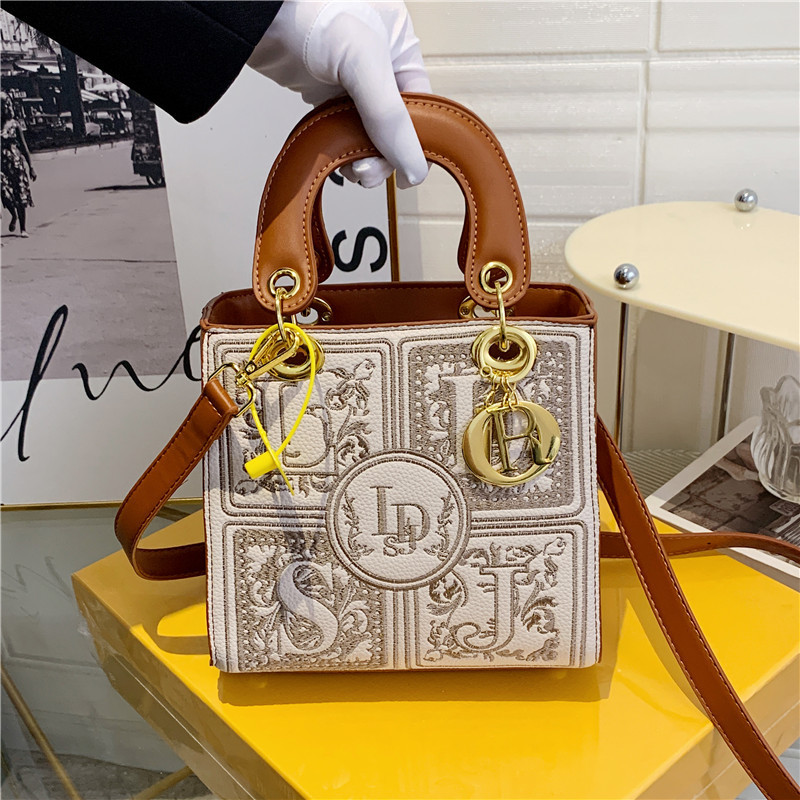 New women's bag embroidered bucket bag handbag crossbody Lady Dior bag