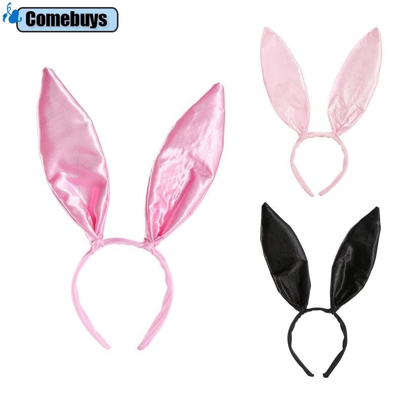 Com * Bunny Ear Headband Satin Hair Hoop Rabbit Ear Hairband Bunny Cosplay Headband