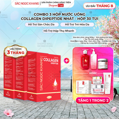 Combo 3 Hộp Nước Uống Đẹp Da Collagen Dipetide Sắc Ngọc Khang 30 túi/ hộp