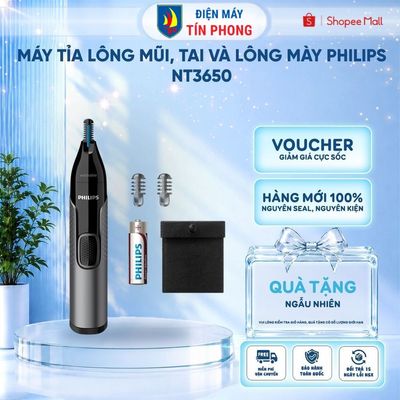 Máy tỉa lông mũi, tai và lông mày Philips NT3650, an toàn cho da, bảo hành 2 năm | Hàng chính hãng