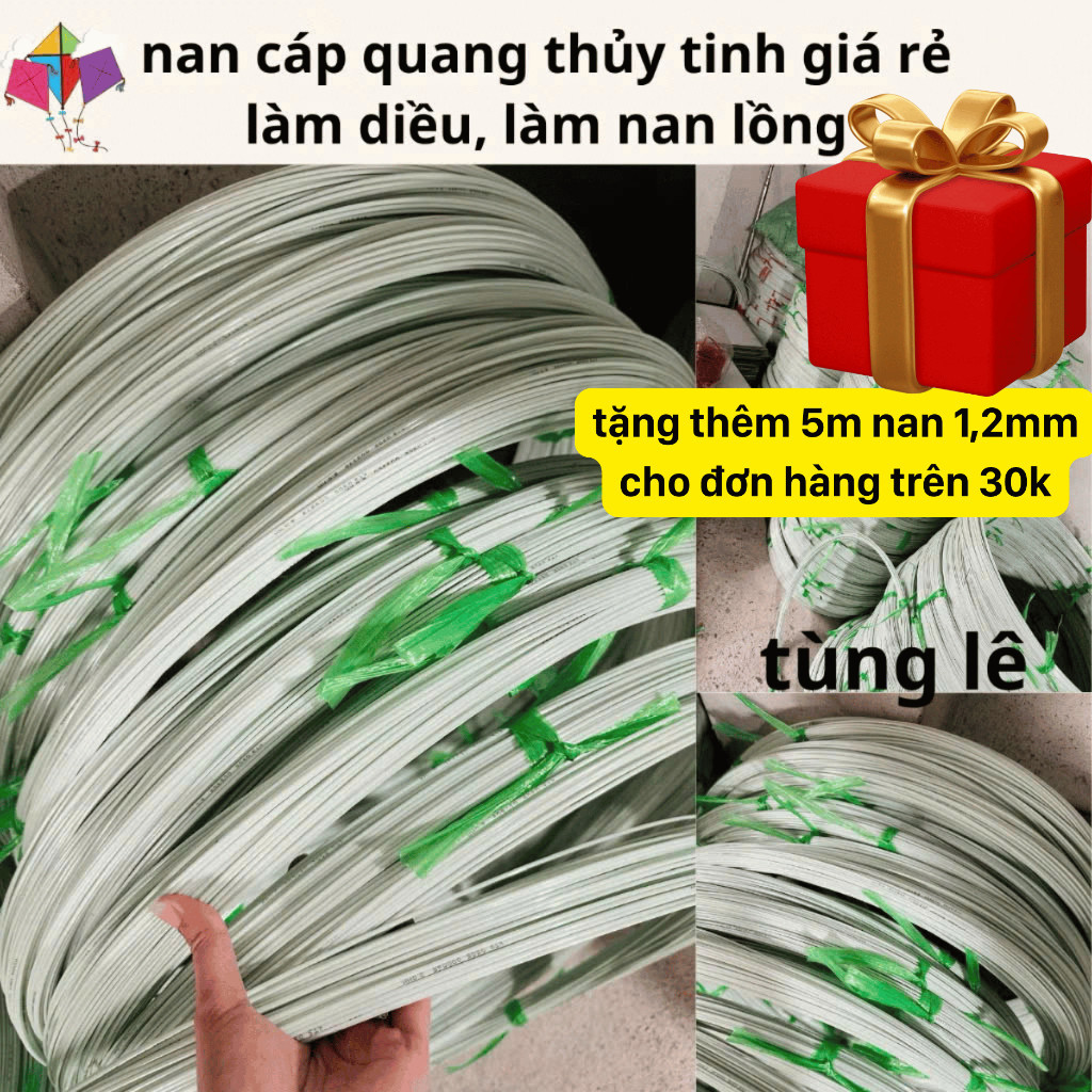 Nan Cáp Quang Làm Diều, Nan Cáp Quang 1li Đến 4li Siêu Bóng Siêu Bền Cuộn 5m-10m Giá Rẻ