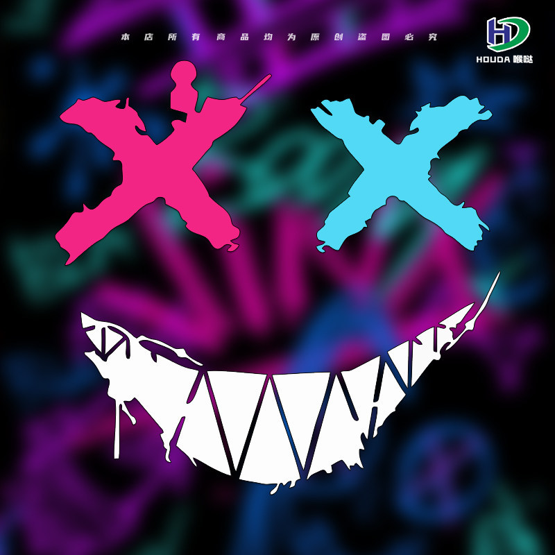 Demon Smiley Face XX Eye Emoji Sticker Sáng Tạo Xe Máy Mũ Bảo Hiểm Ván Trượt Thân Kính Phản Quang Tr
