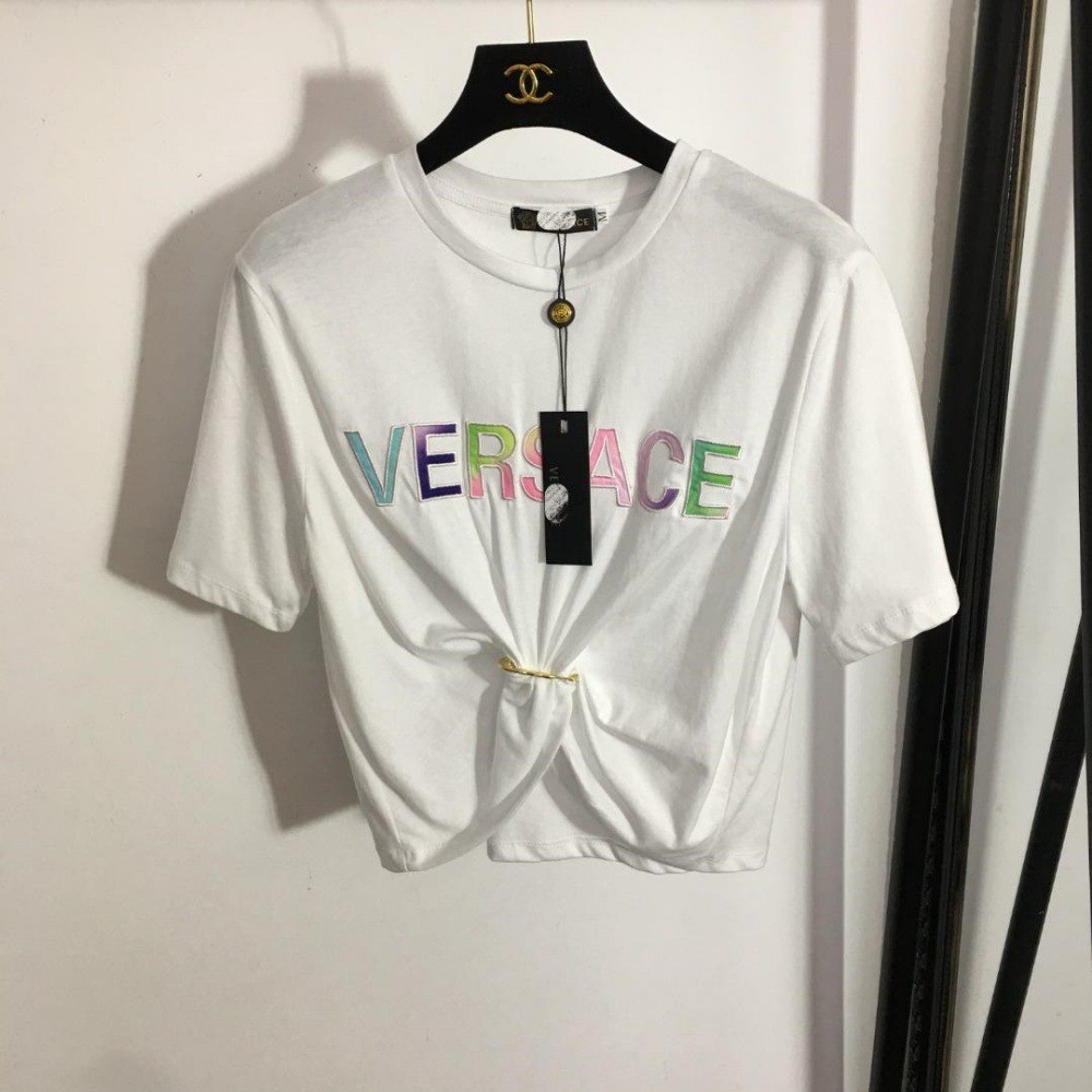 YVD5 Classic loose-fitting cotton t Women's short-sleeve shirt with colorful letters