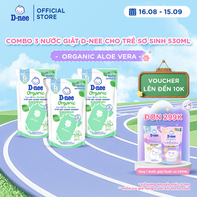 Combo 3 Nước giặt quần áo D-nee 530 ml - Organic Aloe Vera