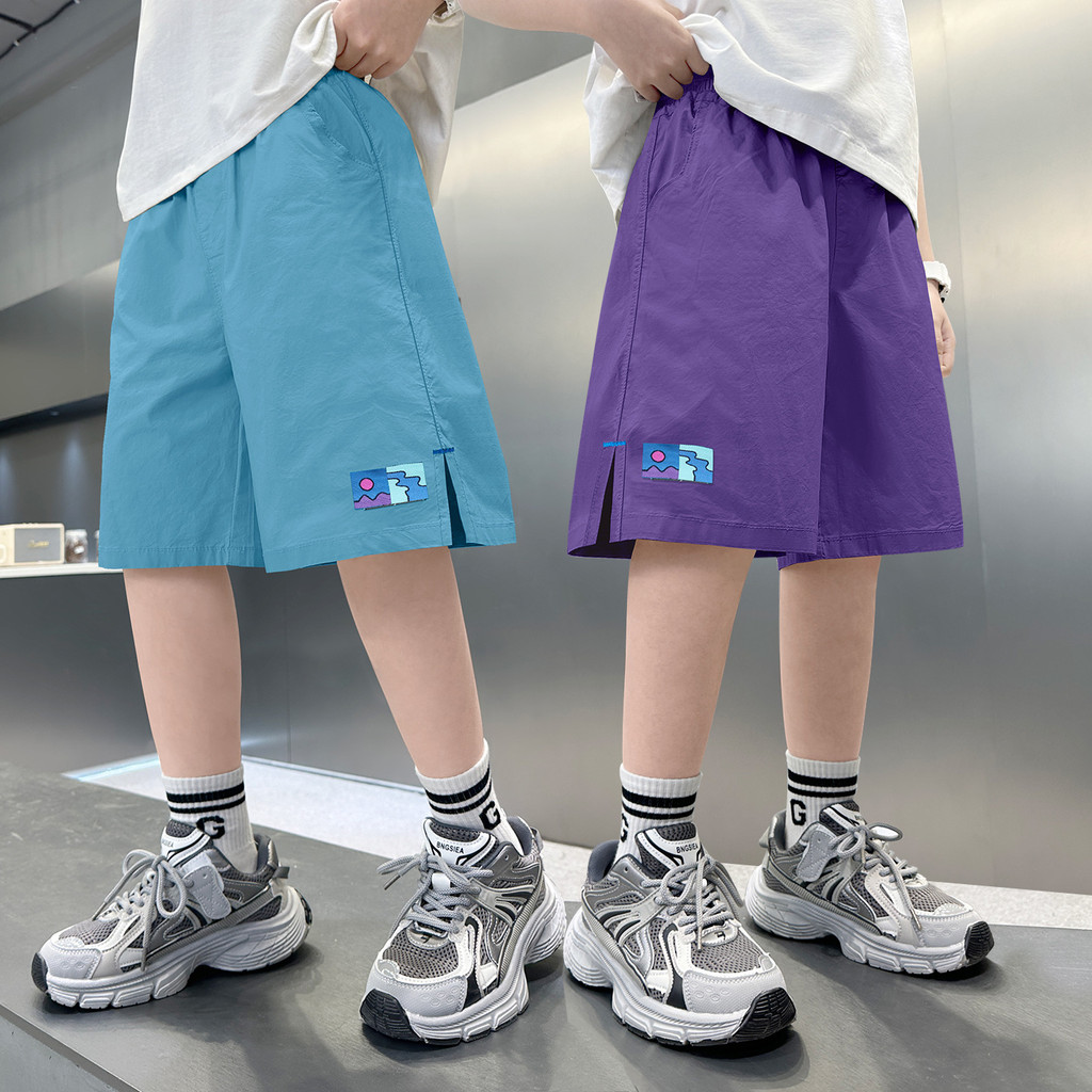 (5-18Yrs) Quần ngắn ống rộng khô nhanh cho bé trai Mùa hè thoáng khí dáng rộng vừa vặn Quần thường ngày cho trẻ em lớn