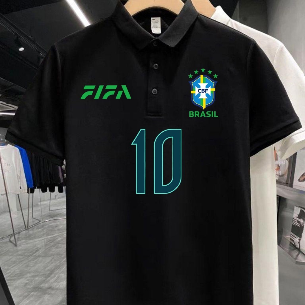Áo thun 2026 Neymar / Áo Polo bóng đá Brazil Neymar JR jersey / Đồ thể thao / Unisex / tay ngắn / Có