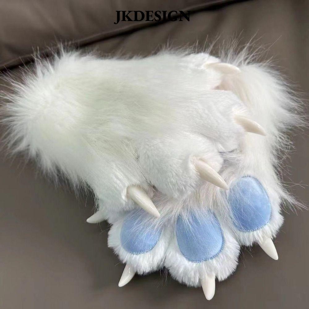 JKDESIGN Furry Furry Fursuit Găng tay, Găng tay trang phục Cosplay ấm áp hoạt hình, Găng tay mèo san