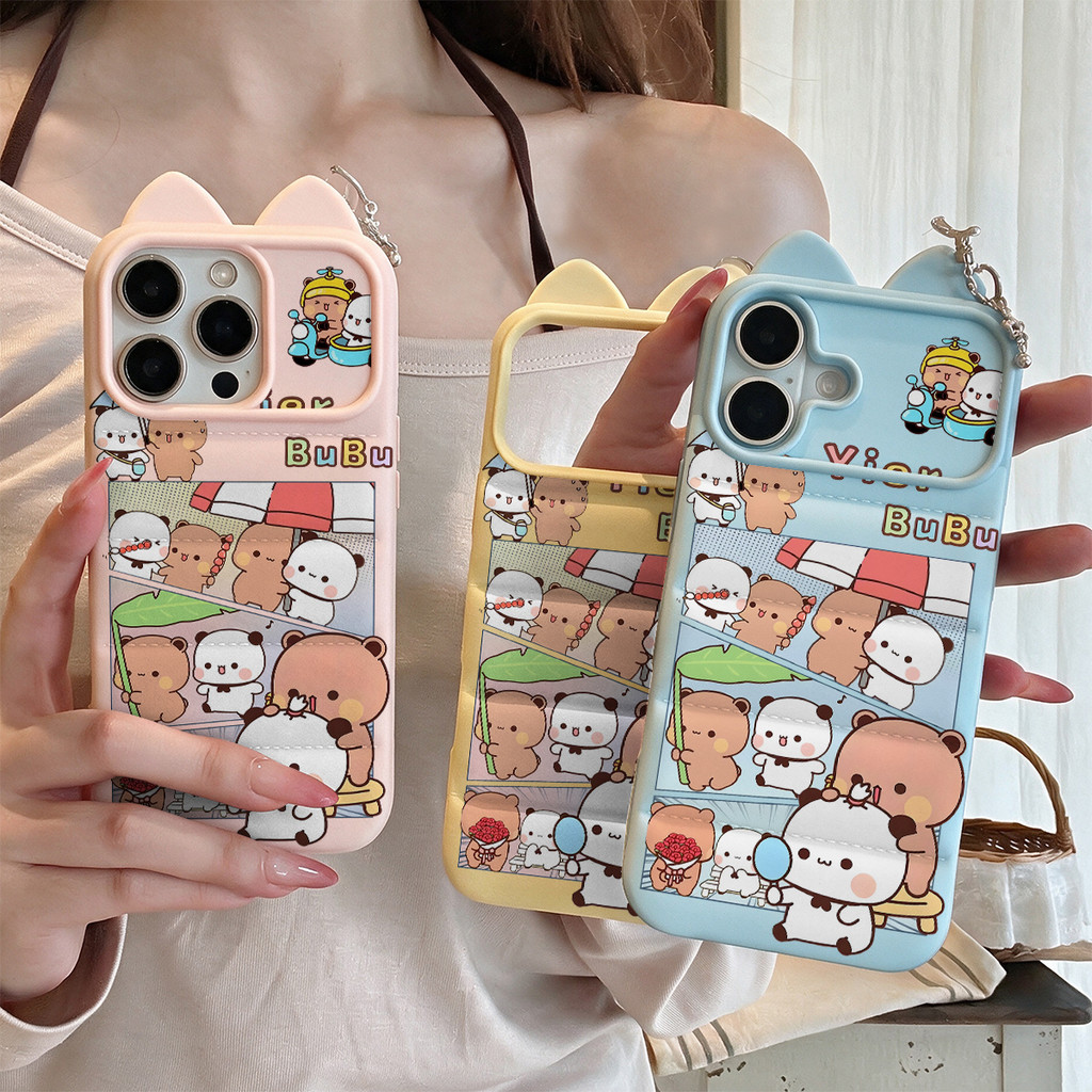 Truyện tranh nhiều khung Yier Bubu Ốp lưng áo lông vũ tai mèo silicon mềm chống rơi cho iPhone 17pro