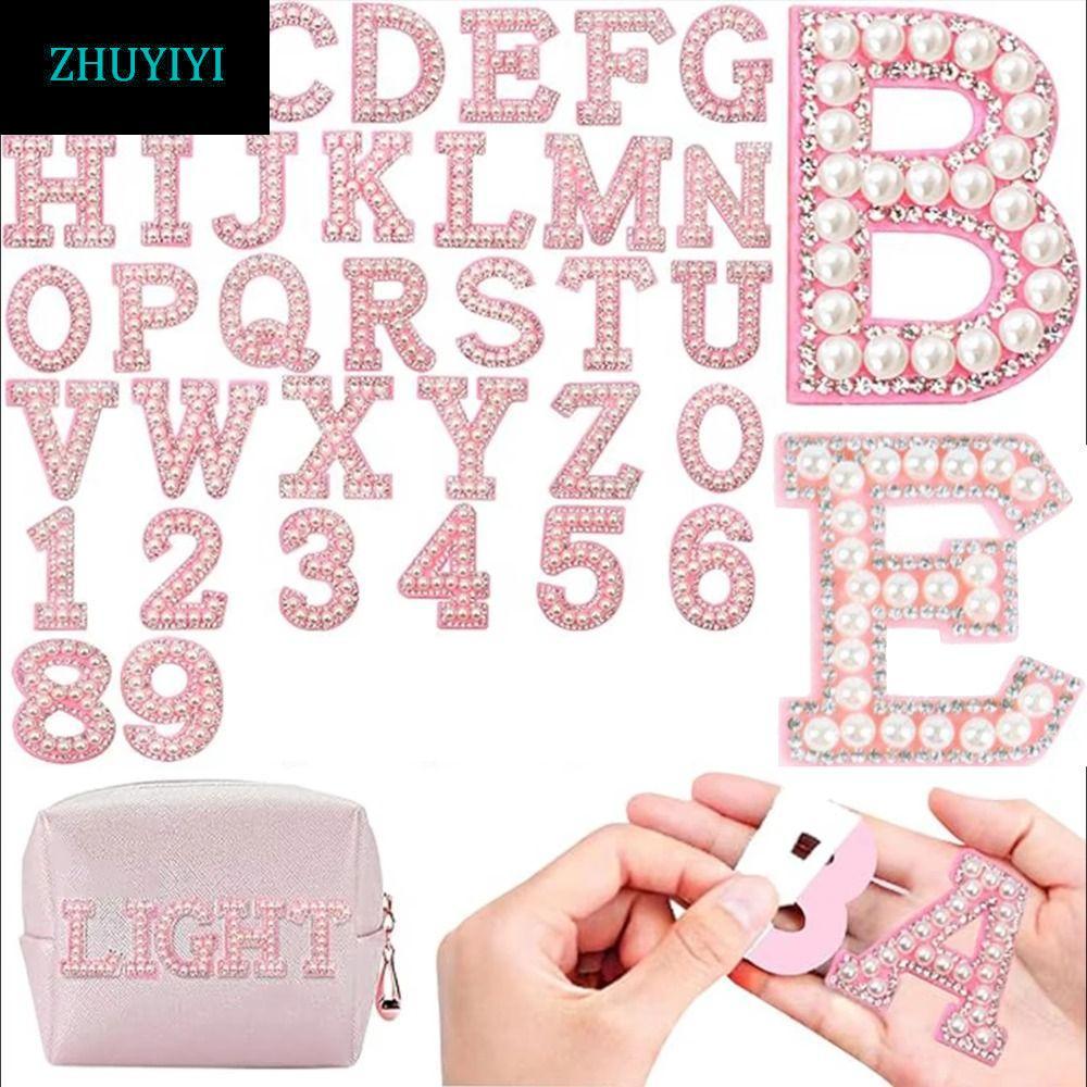 ZHUYIYI 26 Cái 26 Chữ Táo, Bảng Chữ Cái Tiếng Anh Đính Hạt Kim Cương Giả Miếng Dán Trang Trí Thanh L
