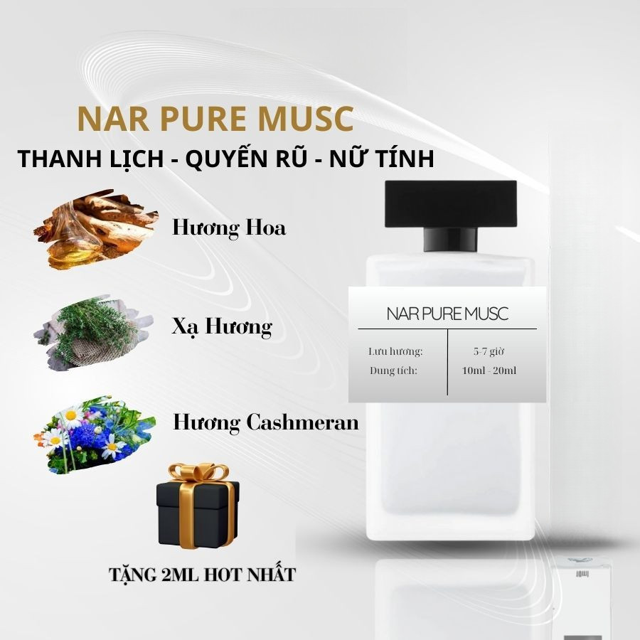 Nước hoa nữ NARCISO pure musc for her (trắng) - Leona Parfum chiết 100ml quyến rũ