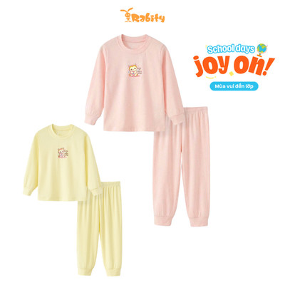 Bộ thun dài tay chất liệu petit cho bé gái Rabity 961.012