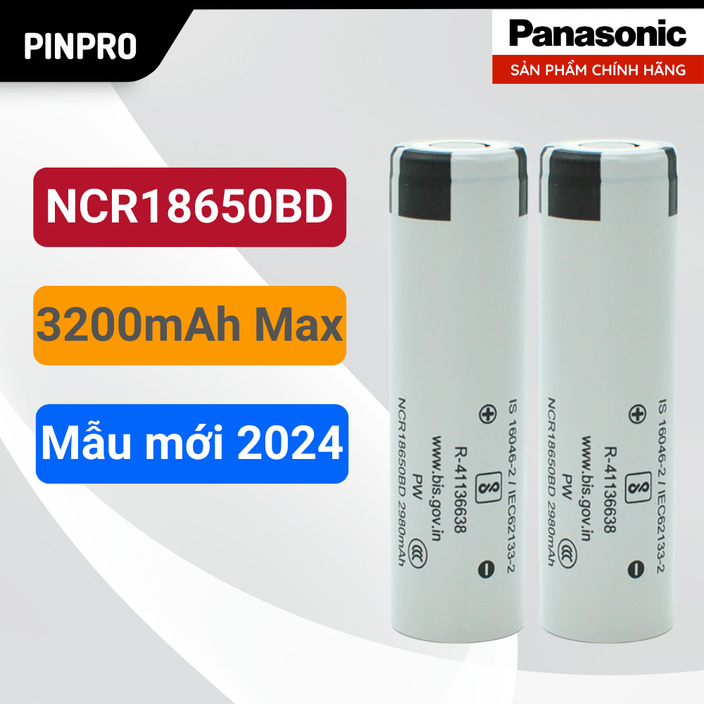 Pin sạc 18650 Panasonic 3200mAh 3C 10A NCR18650BD chính hãng