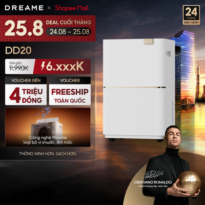 Dreame DD20 20L Máy hút ẩm | 3 chế độ Tự động/Ngủ/Sấy quần áo | Diện tích đến 40m2 | BH 3 năm