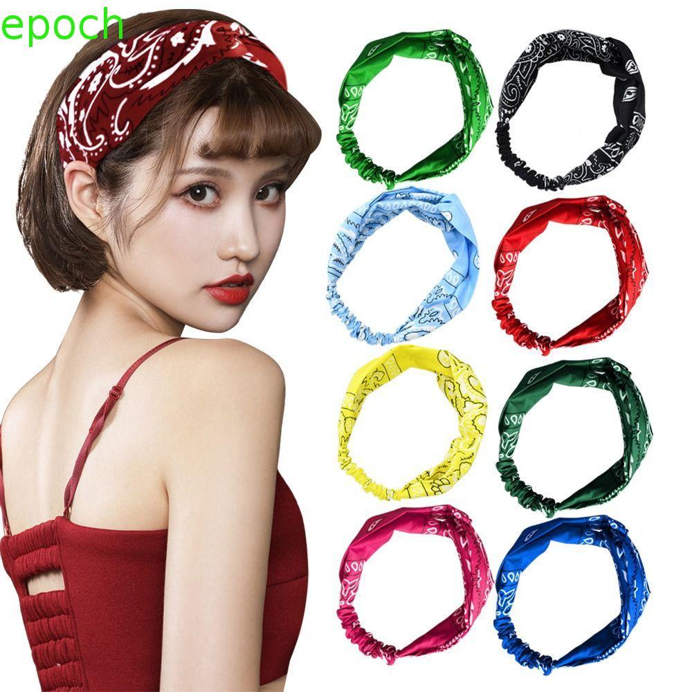 EPOCH Boho Knot Turbans Headwrap, Edge Rộng Phong Cách Dân Tộc Hạt Điều In Đầu, Nơ Turbans Unisex Cr