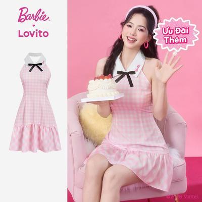 Barbie™ X Lovito Đầm Thường Ngày Kiểu Babydoll Ngọt Ngào Phối Màu Thắt Nơ Phía Trước Dành Cho Nữ Thích Hợp Cho Mùa Xuân/hè LB1AD041
