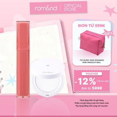 Combo Phấn phủ dạng nén Romand Better Than Finish 12g + Son tint bóng Romand Dewyful Water Tint 5g
