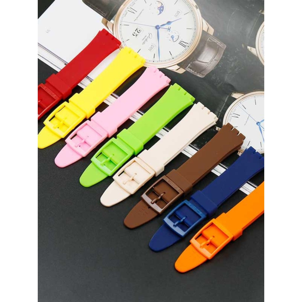 Thích hợp cho dây đeo đồng hồ Swatch / Swatch Dây đeo đồng hồ silicon 17mm19mm20mm Dây đeo đồng hồ n