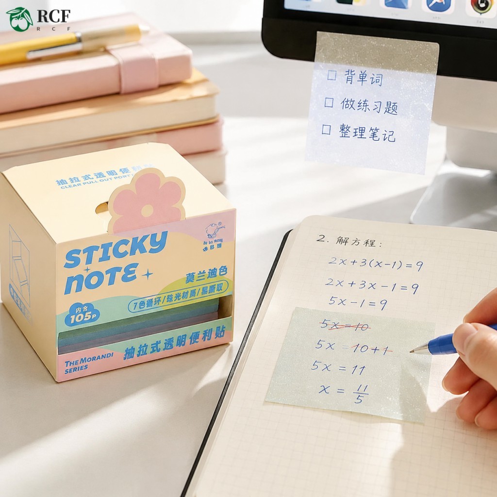 Pearlescent Trong Suốt Dính-Notes Pad, Kéo Ra Mờ Chuyển Màu Có Thể Ghi Nhớ Dính Mạnh Tab Giấy Ghi Nh
