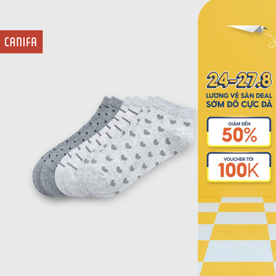 Combo 3 đôi tất nữ CANIFA cổ thấp in họa tiết 6AX25A002