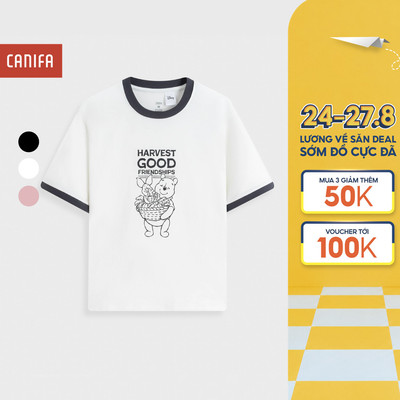 Áo phông nữ CANIFA áo thun cotton mềm thoáng mát cổ tròn dài tay in họa tiết 6TS26S001