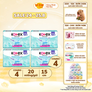 [Combo 4 Gói] Băng vệ sinh Kotex hàng ngày Max Cool French Spa 40 miếng _Ichimall