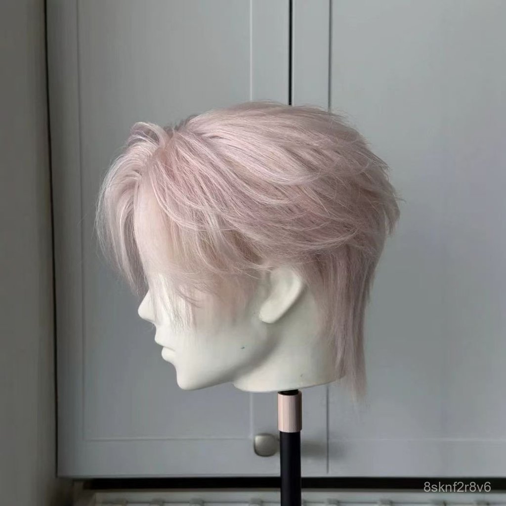 Tóc giả màu hồng sương mù unisex kiểu mullet layer tự nhiên thời trang dễ đội bán chạy