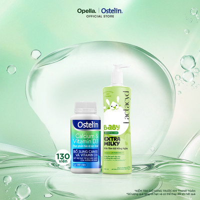 Ostelin Viên Uống Hỗ Trợ Bổ Sung Calcium & Vitamin D3 130 viên + Sữa Tắm Gội Trẻ Em Lactacyd Milky 500ml