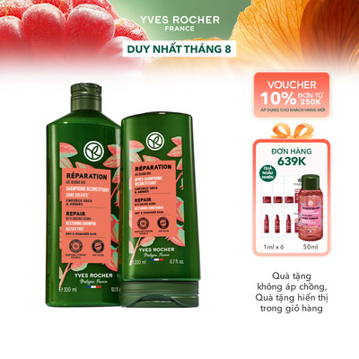 Bộ gội xả phục hồi hư tổn Yves Rocher Repair With Organic Jojoba Restoring 300mlx200ml